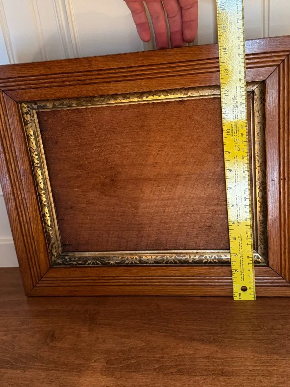 Antique Victorian Eastlake Solid Oak Picture Frame Gold Gilt Liner